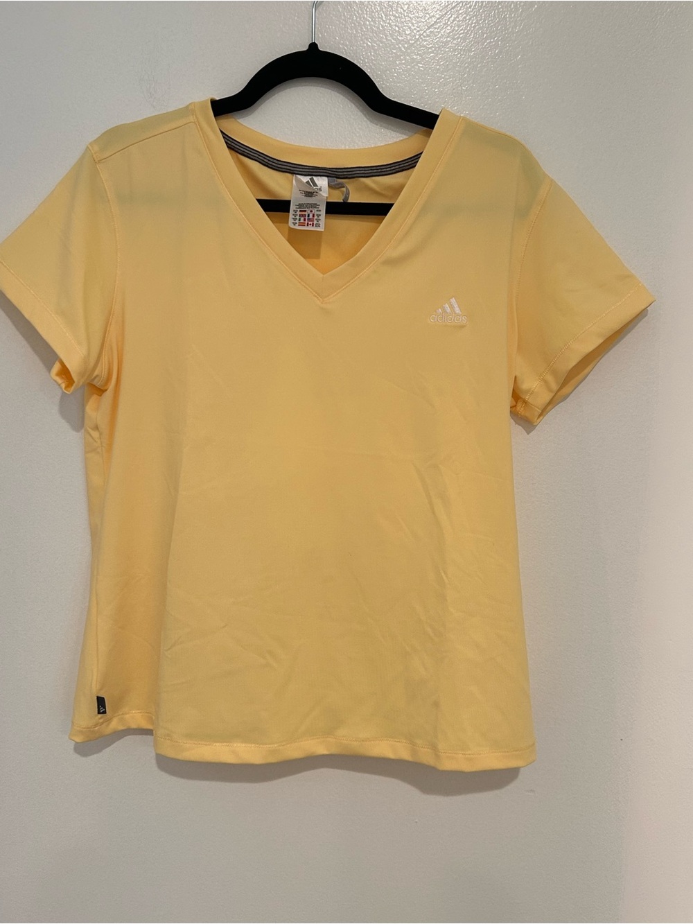 adidas Women's Butter Yellow V-Neck Athletic Tee